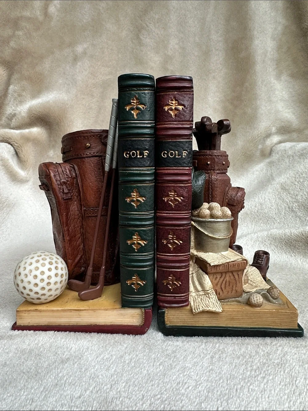 Decorative Golf Bookend Set in Brown and Green - Unbranded